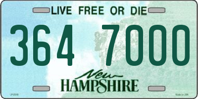 NH license plate 3647000