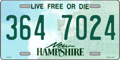NH license plate 3647024
