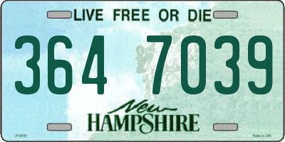 NH license plate 3647039