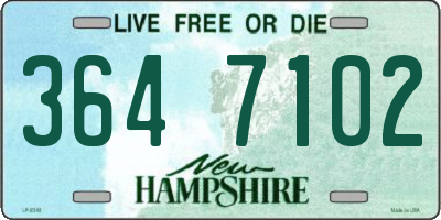 NH license plate 3647102