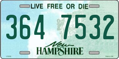 NH license plate 3647532