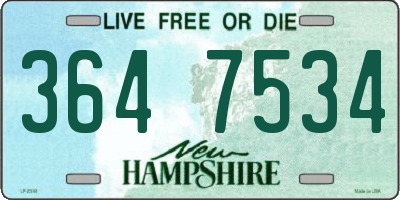NH license plate 3647534