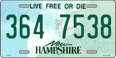 NH license plate 3647538