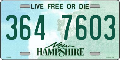 NH license plate 3647603