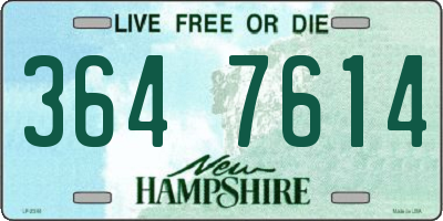NH license plate 3647614