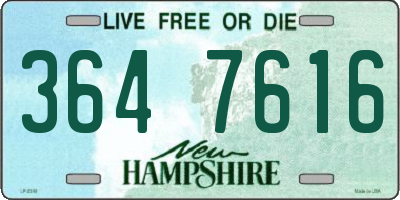 NH license plate 3647616