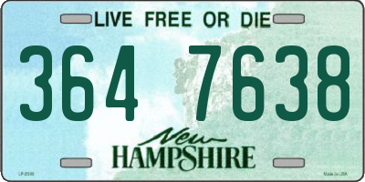 NH license plate 3647638