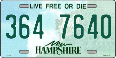 NH license plate 3647640