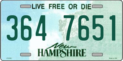 NH license plate 3647651