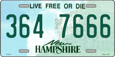 NH license plate 3647666