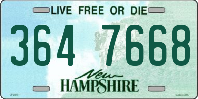NH license plate 3647668