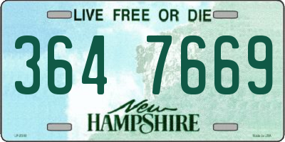 NH license plate 3647669