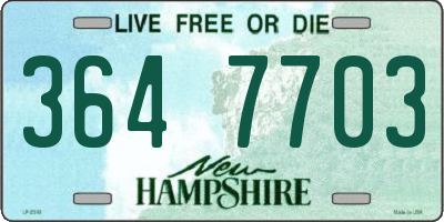 NH license plate 3647703