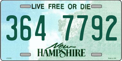 NH license plate 3647792