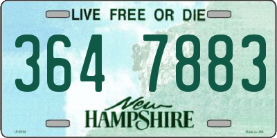 NH license plate 3647883
