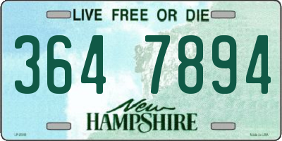 NH license plate 3647894