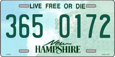 NH license plate 3650172