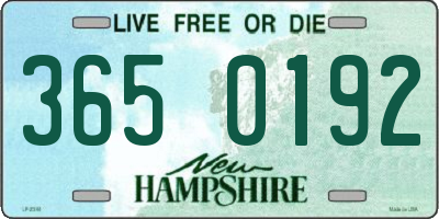 NH license plate 3650192