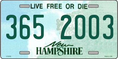 NH license plate 3652003