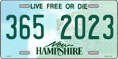 NH license plate 3652023