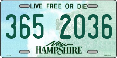 NH license plate 3652036