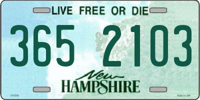 NH license plate 3652103