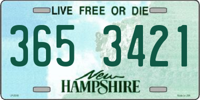 NH license plate 3653421