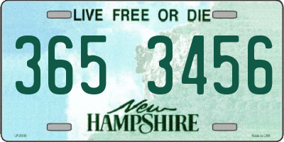 NH license plate 3653456