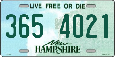 NH license plate 3654021