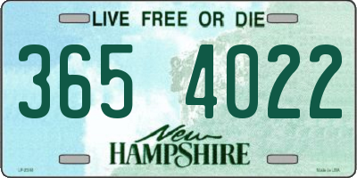 NH license plate 3654022