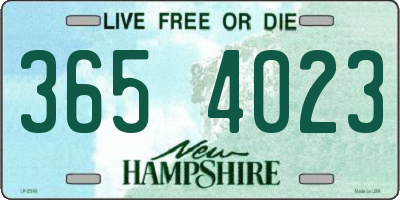 NH license plate 3654023