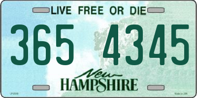 NH license plate 3654345