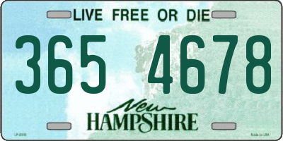 NH license plate 3654678
