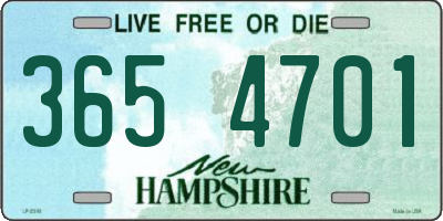 NH license plate 3654701