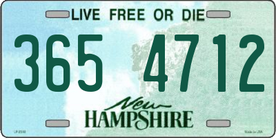 NH license plate 3654712