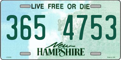 NH license plate 3654753