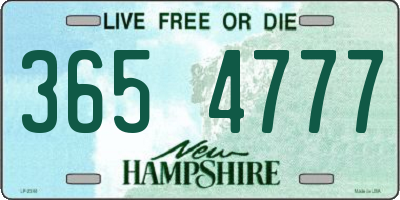NH license plate 3654777