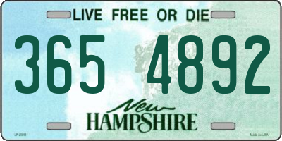 NH license plate 3654892