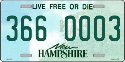 NH license plate 3660003