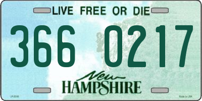 NH license plate 3660217