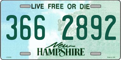 NH license plate 3662892