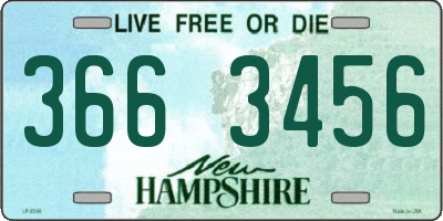 NH license plate 3663456