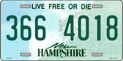 NH license plate 3664018