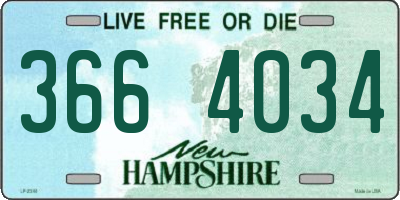 NH license plate 3664034