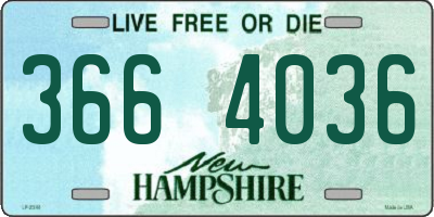 NH license plate 3664036