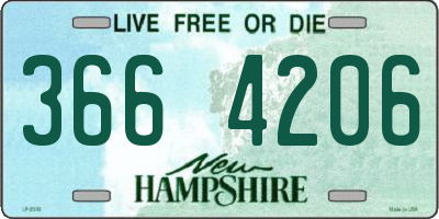 NH license plate 3664206