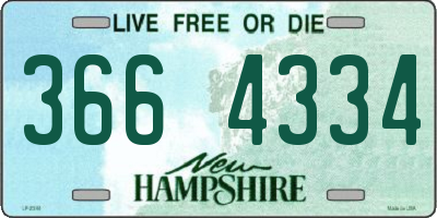 NH license plate 3664334