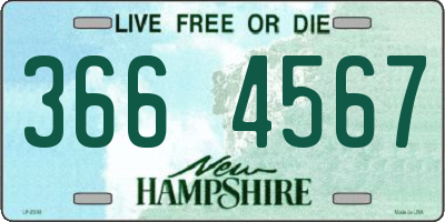 NH license plate 3664567