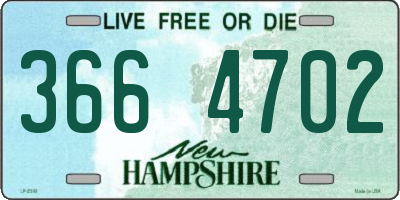 NH license plate 3664702