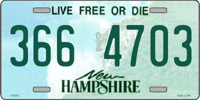 NH license plate 3664703